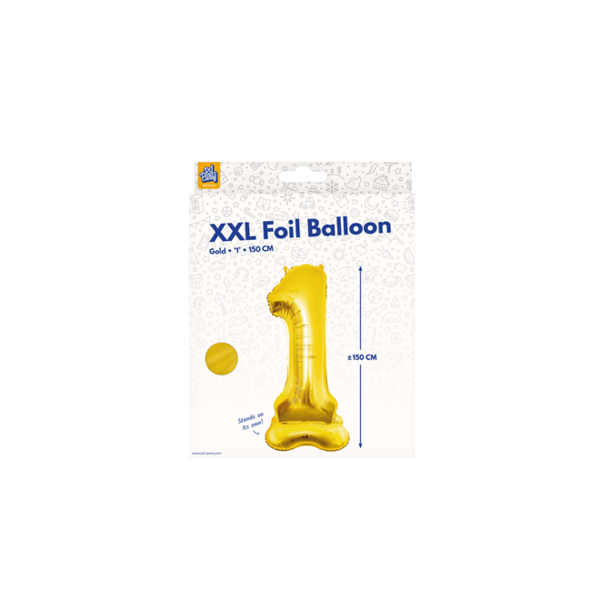 Folieballon met Standaard Cijfer 1 Goud - 150 cm