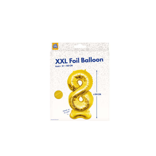 Folieballon met Standaard Cijfer 8 Goud - 150 cm