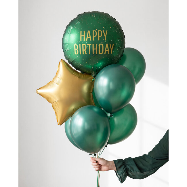 Folieballon Happy Birthday Satijn Green - 45cm