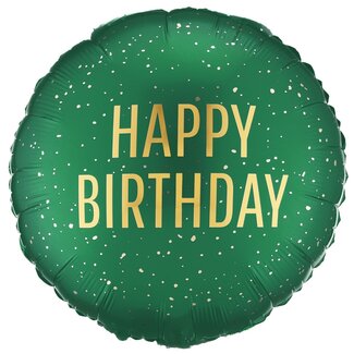 PartyDeco Folieballon Happy Birthday Satijn Green - 45cm