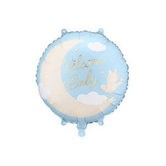 PartyDeco Folieballon Welcome Baby Light Blue - 45cm