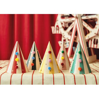 PartyDeco Feest Hoedjes met Pompons - 6 st