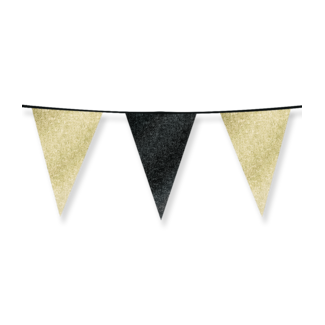 Paperdreams Sparkling Blackn & Gold Glitter Vlaggenlijn - 6 meter - 20x30cm