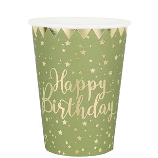 Santex Bekertjes Happy Birthday Olive Green - 270ml - 10st