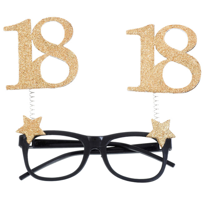 Glitter Bril Goud - 18 Jaar