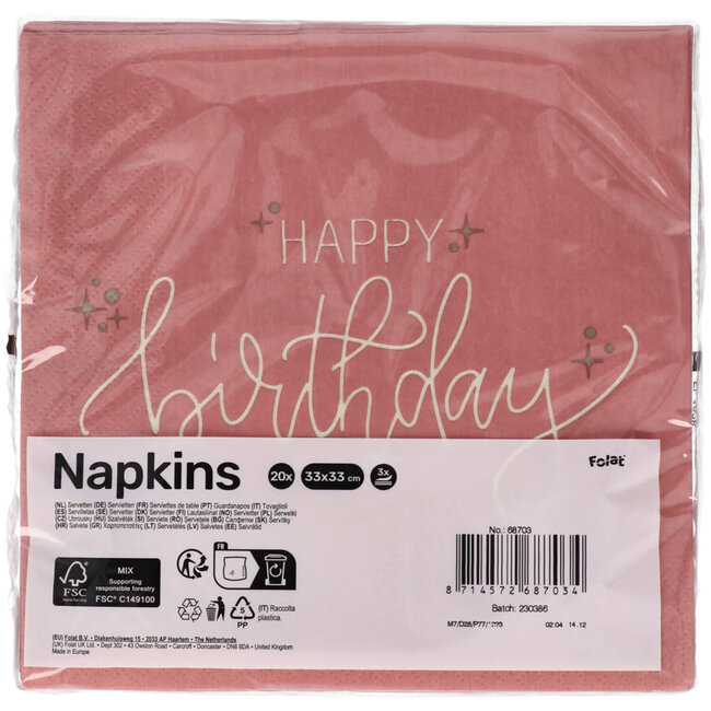 Crème Rose - Servetten - 33x33cm - 20 st