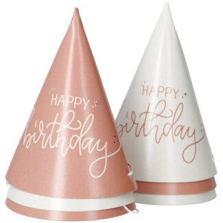 Folat Crème Rose - Mini Feesthoedjes - 10 cm - 6 stuks