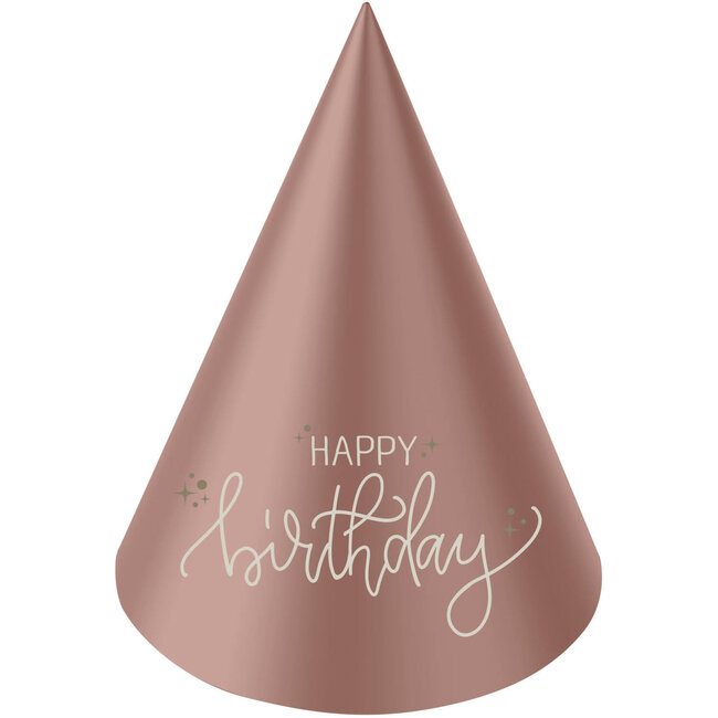 Crème Rose - Mini Feesthoedjes - 10 cm - 6 stuks