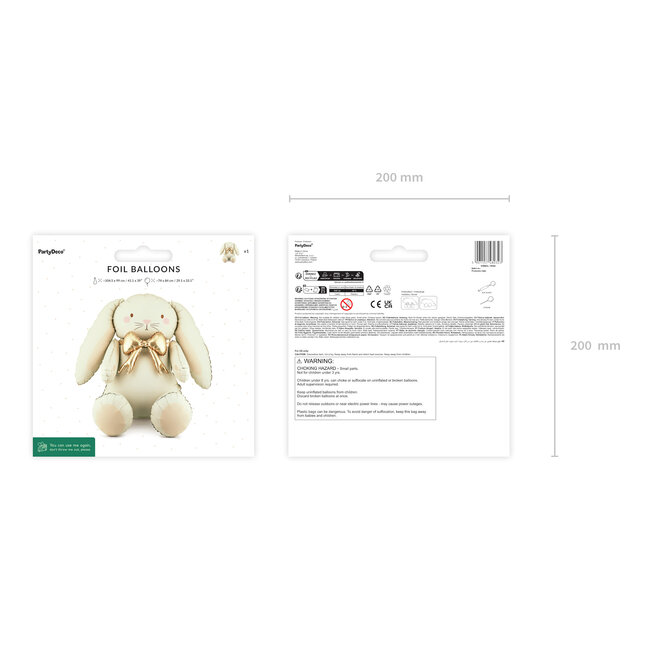 Folieballon Bunny Crème - 75x84 cm