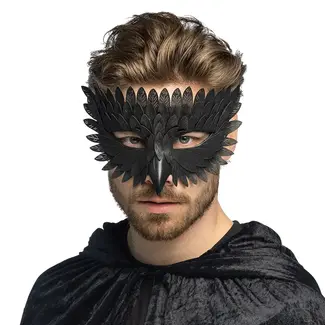 Boland Zwart Veren Masker met Zwarte Snavel