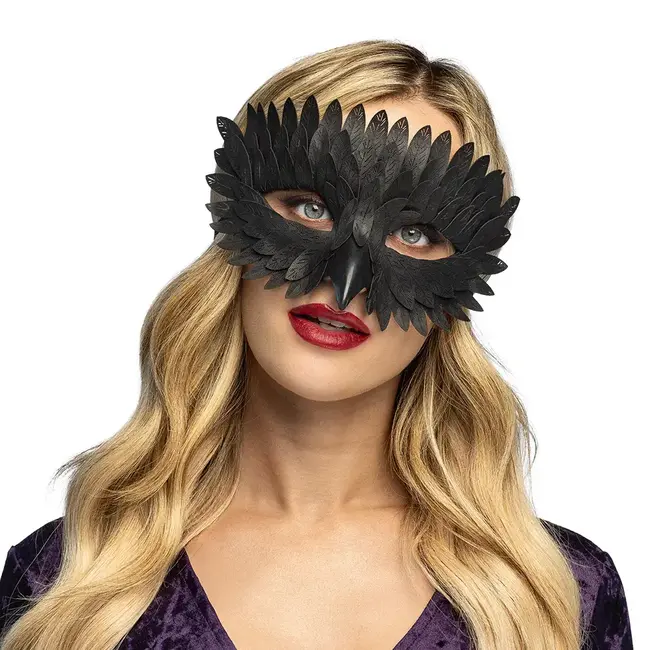 Zwart Veren Masker met Zwarte Snavel