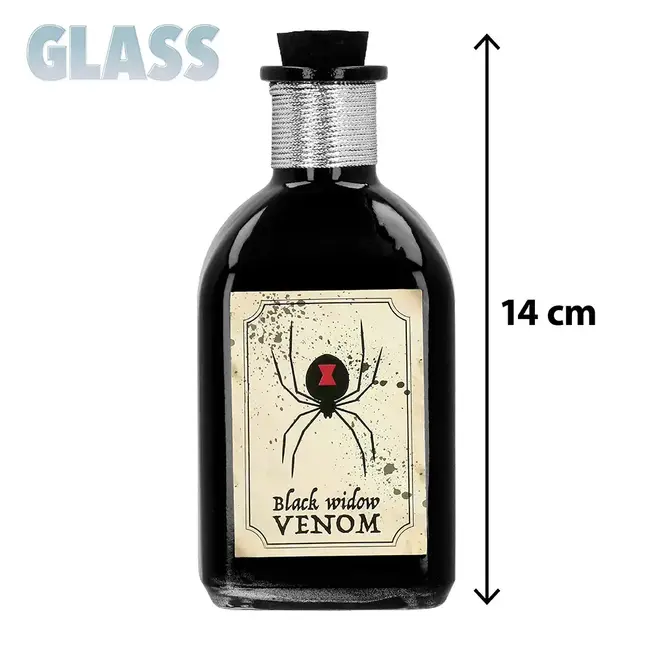 Glazen Flesje 'Black Widow Venom' - 14 x 6 x 6 cm