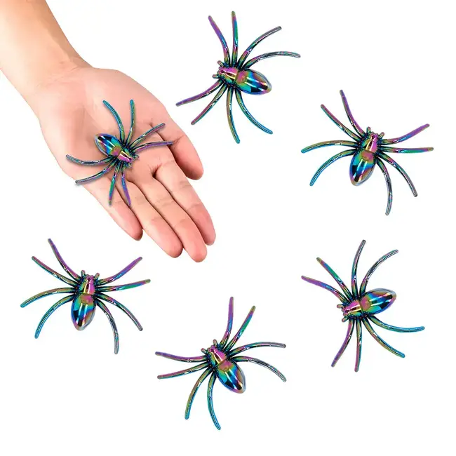 Set 6 Spinnen Iriserend - 7 x 5,5 cm