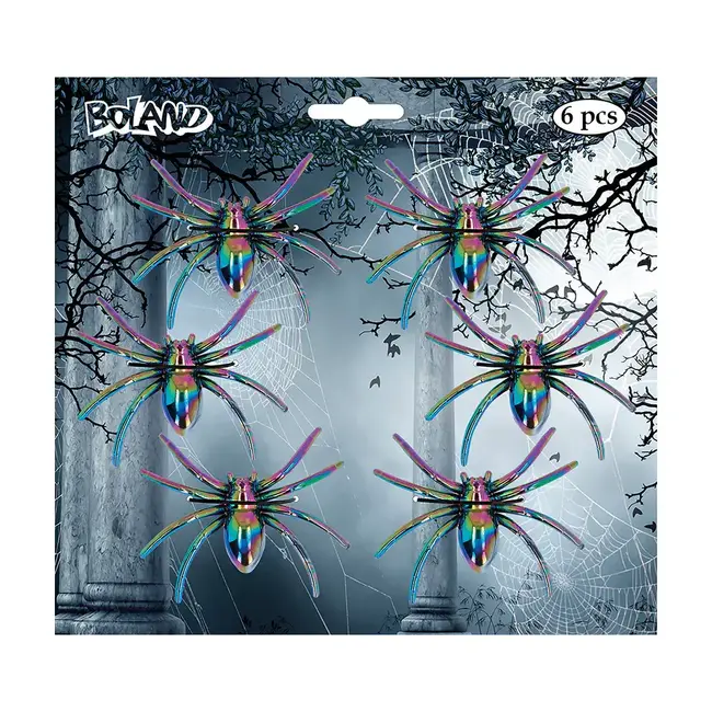 Set 6 Spinnen Iriserend - 7 x 5,5 cm
