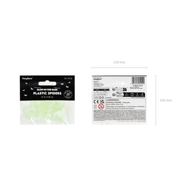 Glow in the dark Spinnen - 10 st - ... cm