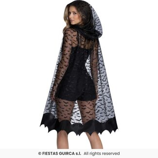Guirca Transparante Cape Vleermuis - 135 cm