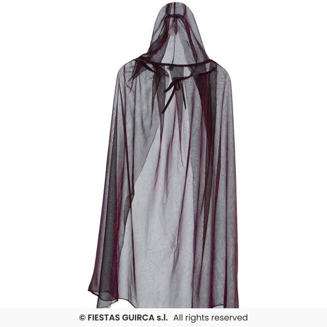 Transparante Cape Spinnenweb Rood - 130 cm