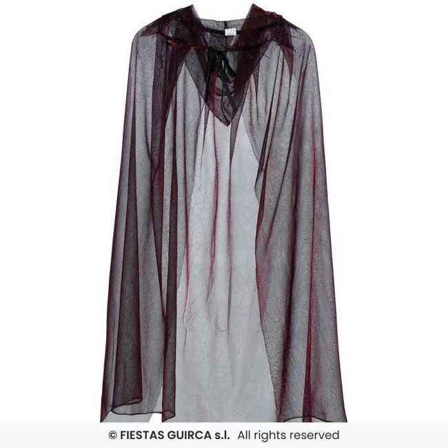 Transparante Cape Spinnenweb Rood - 130 cm