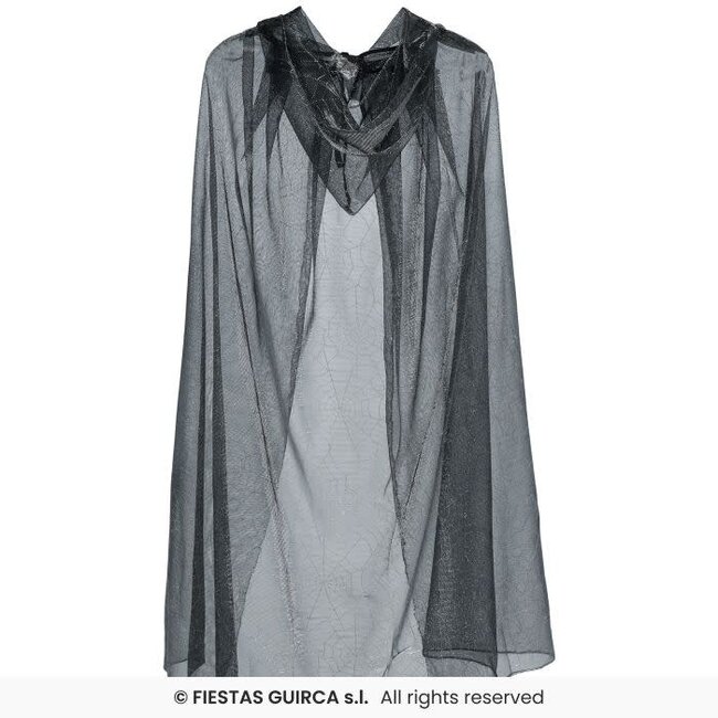 Transparante Cape Spinnenweb Zilver - 130 cm