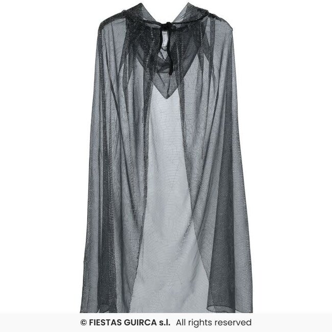 Transparante Cape Spinnenweb Zilver - 130 cm
