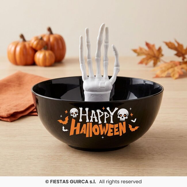 Happy Halloween Snoepschaal Met Skelethand – 25 cm