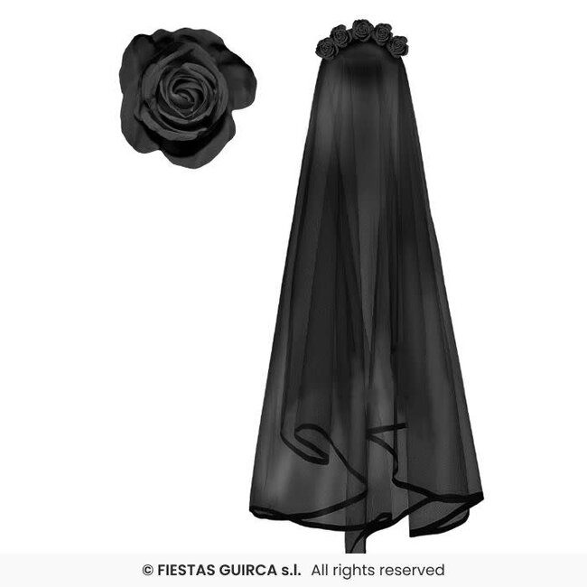 Zwarte Sluier Met Bloemen