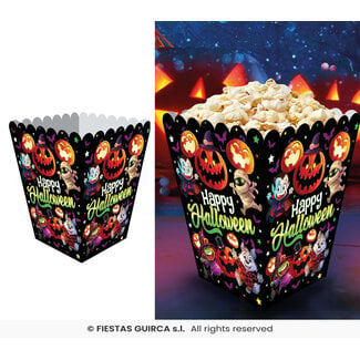 Fiesta Kleine Monsters Papieren Popcorn Bakjes - 18 x 10,5 cm - 6 st