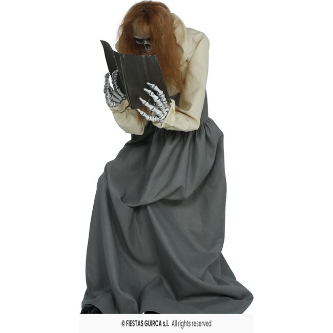 Bewegende Skeletvrouw met Boek, Licht en Geluid – 130 cm