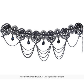 Fiesta Black Choker with Stones and Chains