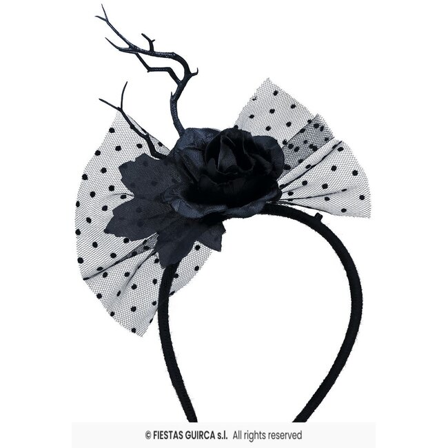 Diadeem met Zwarte Bloem en Sluier