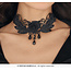 Zwarte Choker met Geborduurde Rozen