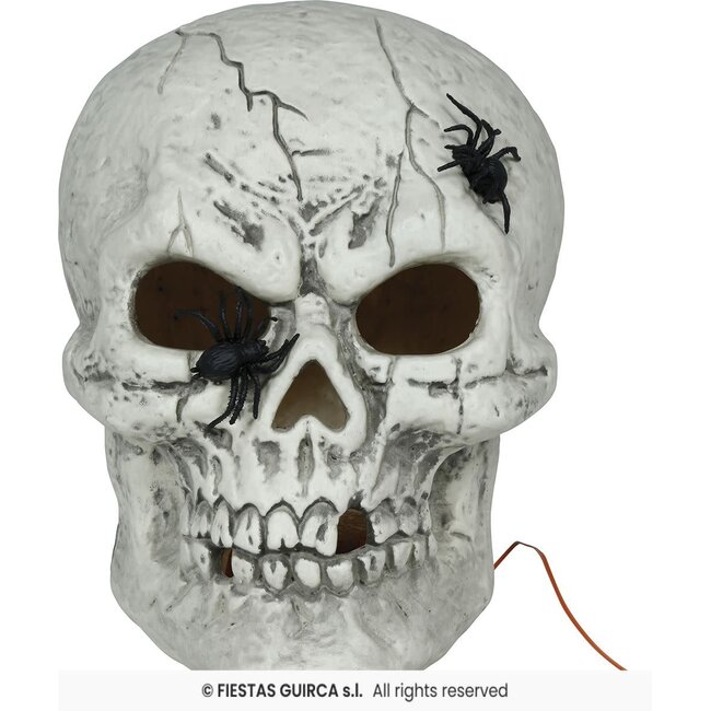Schedel met Spinnen en Licht - pvc - 35 cm