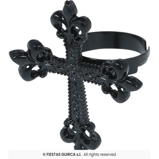 Ring met Gotisch Kruis - Metaal - 4 cm