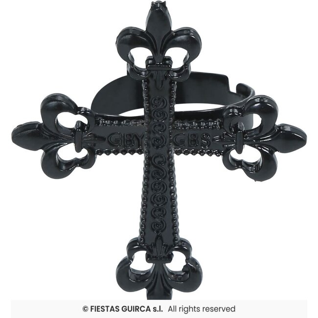 Ring met Gotisch Kruis - Metaal - 4 cm