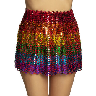 Boland Minirokje Sequins - Regenboog - M (stretch)