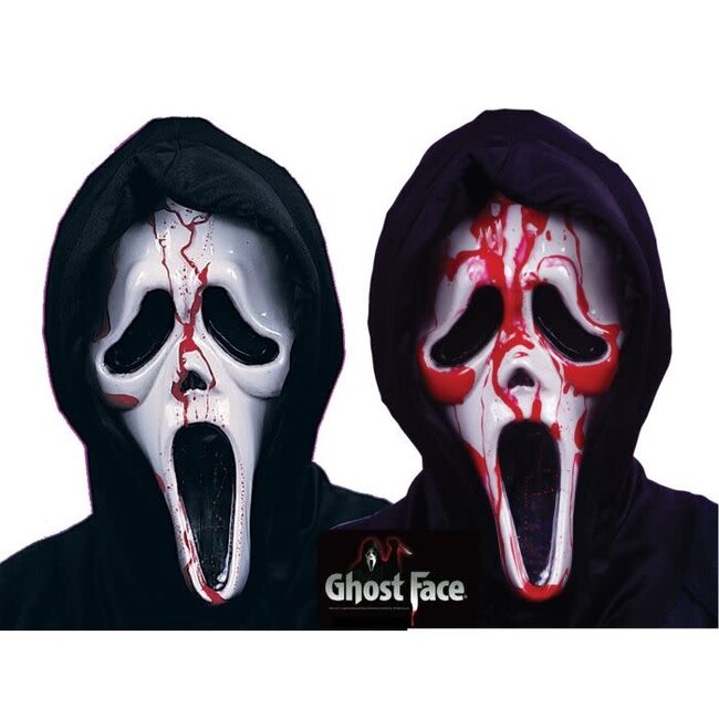 Bloedend Ghost Face Masker met Capuchon + Pomp en Nepbloed Officiele Licentie