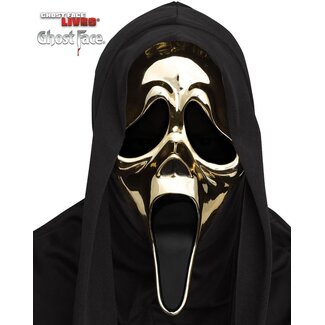 Partychimp Ghost Face Gouden Masker met Capuchon Officiele Licentie