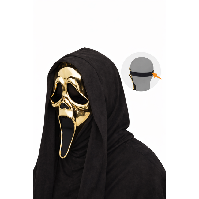 Ghost Face Gouden Masker met Capuchon Officiele Licentie
