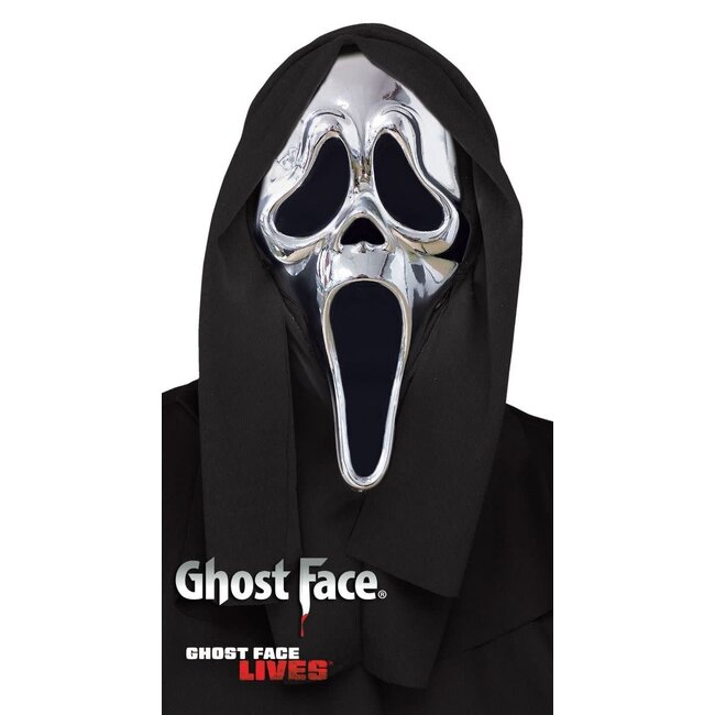 Ghost Face Chroomkleurig Masker met Capuchon Officiele Licentie