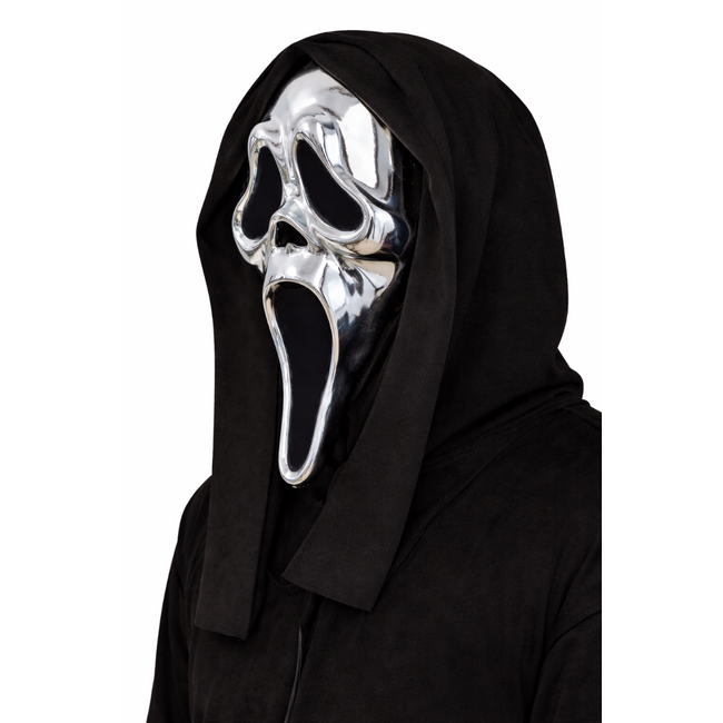 Ghost Face Chroomkleurig Masker met Capuchon Officiele Licentie