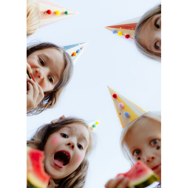 Feest Hoedjes met Pompons - 6 st
