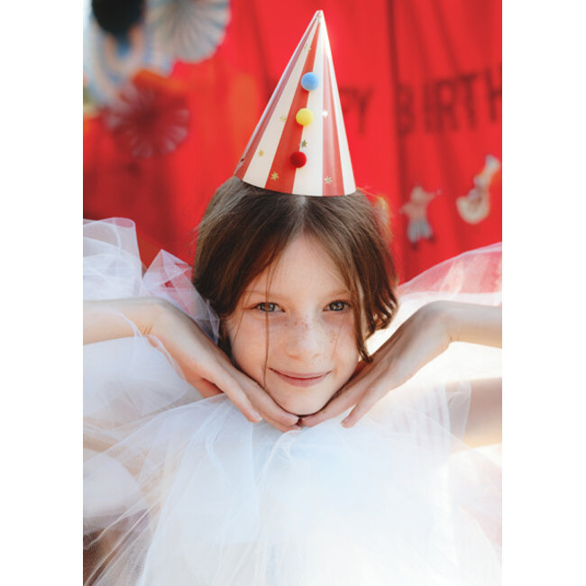 Feest Hoedjes met Pompons - 6 st