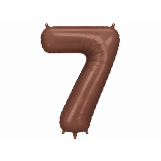 PartyDeco Folieballon Cijfer 7 Mokka - 86 cm