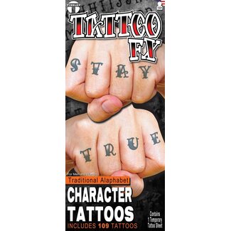 Partychimp Tattoo FX - Knokkels - Alfabet