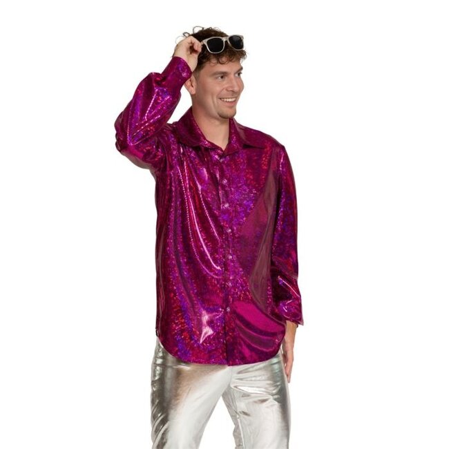 Shiny Disco Shirt - Fuchsia