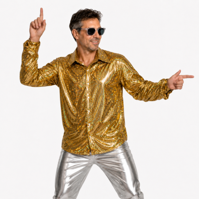 Shiny Disco Shirt - Gold
