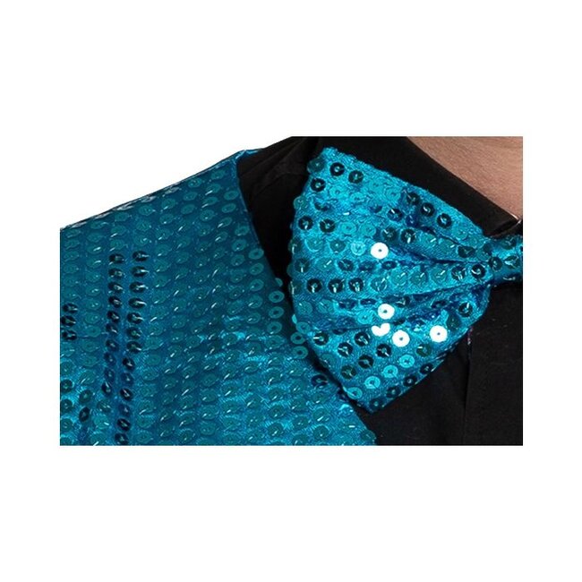 Glitter Gillet met Strik - Turquoise