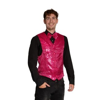 Partychimp Glitter Gillet met Strik - Pink