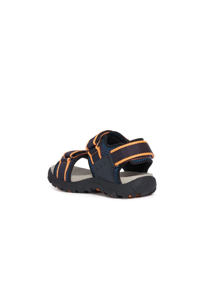 Geox J Sandal Strada Navy/Fluo Orange