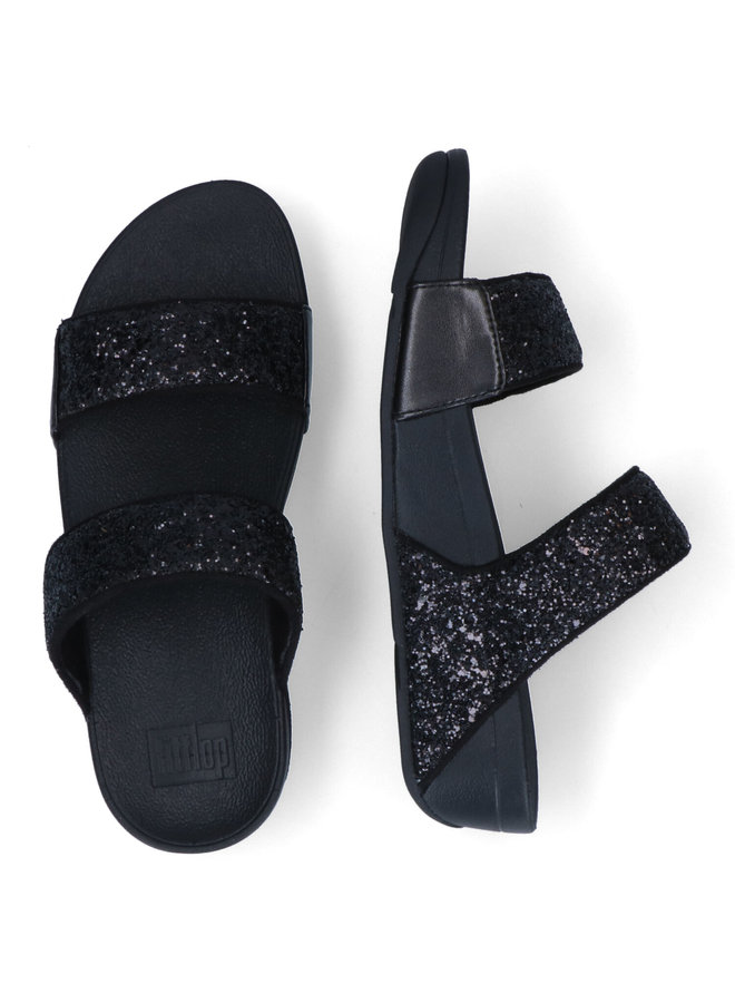 FitFlop Lulu Glitter Slides Black Glitter